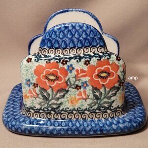 Unikat Polish Pottery Napkin Holder 7" (Andrukiewicz 1596) NEW!